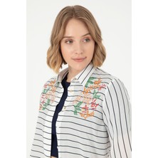 U.S. Polo Assn. Kadın Lacivert Gömlek Desenli 50289485-VR033