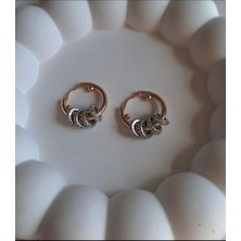 Mi Brillo Accessories Gold Charm Zirkon Taşlı Küpe