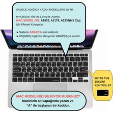 Mcstorey Arapça Klavye Koruyucu Macbook Air M1 13 Inç (Touchıd'li Air) A2337 A2179 Us Enter ile Uyumlu