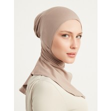 Schaless Büzgülü Boyunluklu Pamuk  Penye Bone - Vizon