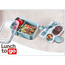 Lunch To Go Beslenme Kabı Bölmeli Sosluklu Beslenme Kabı 600ML+320ML+40ML 14,5X20X7,4(H)CM