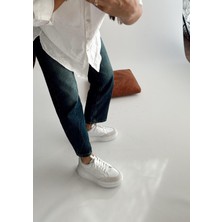Nope21 Vegas Beyaz Gri  Deri Sneaker