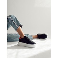 Nope21 Vegas Siyah  Deri Sneaker