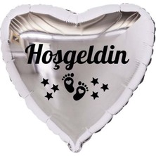 Ata Parti Dünyası Hoşgeldin Yazılı 18 Inç  Bebek Ayak Figürlü Folyo Balon