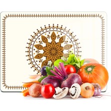 Decovetro Cam Kesme Tahtası ve Sunumluk Renkli Çini Desenli 20X30 cm