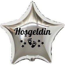 Ata Parti Dünyası Hoşgeldin Yazılı 18 Inç  Bebek Ayak Figürlü Folyo Balon