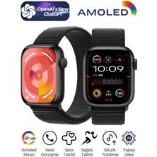 Watch 9 Promax Siyah 2GB Hafızalı Amoled Ekranlı Sesli Görüşmeli Android Akıllı Saat ChatGPT, Uygulama Mağazası, Spor Takibi, Gps, Android İos iPhone Huawei Uyumlu HW69 PROMAX