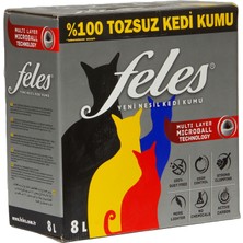 Feles Tozsuz Kedi Kumu Kutu 8 lt  (Tamamen Doğal , Aktif Karbonlu)