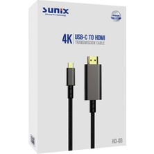 Sunix 4K Usb-C HDMI 185 cm Görüntü Aktarım Kablosu Hd-03