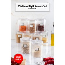 Molvea 9'lu Barok Yuvarlak Büyük Kavanoz Seti & Saklama Kabı & Erzak Kabı (9 Adet 2000 Ml)