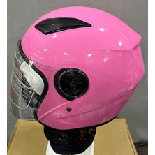 Kt Motosiklet Yarım Kask - Pembe  - Yazlık Kask