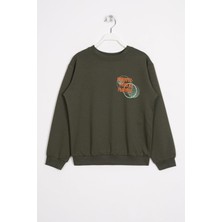 Zepkids Yazı Baskılı Haki Renk Erkek Çocuk  Sweatshırt