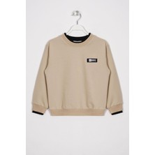 Zepkids Yakası Kaşkorse Detaylı Bej Renk Erkek Çocuk Sweatshirt