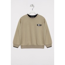 Zepkids Yakası Kaşkorse Detaylı Haki Renk Erkek Çocuk Sweatshirt