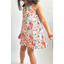 Zebra Kız Çocuk Poplin Ip Askılı Fırfırlı Elbise