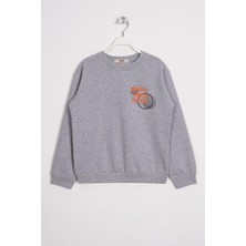 Zepkids Yazı Baskılı Gri Melanj Renk Erkek Çocuk  Sweatshırt