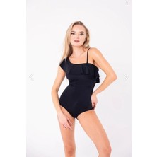 Rapapa Kadın Mayo Tek Omuz Kesimiyle Plajda Şıklık Sunan Siyah 0208-S Modeli
