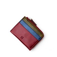 Helmbrook London Seward Erkek Bordo Çok Renkli Deri Cep Tasarım Fermuar Kapamalı Rfid Korumalı Kartlık