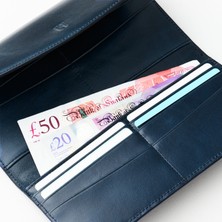 Helmbrook London Ashley Kadın Lacivert Deri Fermuarlı Rfid Korumalı Cüzdan