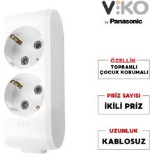 Viko | İkili Grup Priz, Topraklı - Çocuk Korumalı Çoğaltıcı Priz  [İkili, Kablosuz, Beyaz]