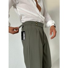 LA 1 END Italyan Model Tokalı Ayarlanabilir Kemer Pileli Baggy Kumaş Pantalon