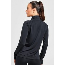 Nike Dri Fit Swoosh 1/4 Zip Running Womens Balck Kadın Yarım Fermuarlı Koşu Üstü Sweatshirt Siyah