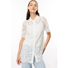 Ekol Dantel Önü Düğmeli Kısa Kol Tunik