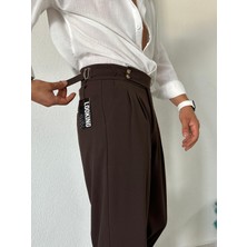 LA 1 END Italyan Model Tokalı Ayarlanabilir Kemer Pileli Baggy Kumaş Pantalon