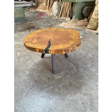 Emel Ahşap Doğal Orjinal Kütük Ahşap Orta Sehpa, 90  cm