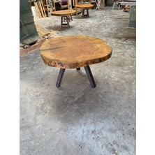 Emel Ahşap Doğal Orjinal Kütük Ahşap Orta Sehpa, 90  cm