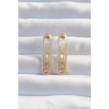 Clariss Pirinç Gold Renk Zirkon Taşlı Messika Küpe