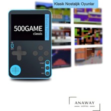 Anaway Retro Klasik 500 Oyun 2.4 Inç Renkli LCD Ekran 6.5mm Slim Kasa Taşınabilir El Atarisi