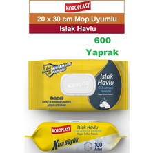 Koroplast Mop Uyumlu Extra Büyük Islak Temizlik Havlusu Beyaz Sabun Kokulu 600 Yaprak