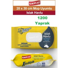 Koroplast Mop Uyumlu Extra Büyük Islak Temizlik Havlusu Beyaz Sabun Kokulu 1200 Yaprak