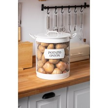 FH finehome Marta Telli Patates Soğan Saklama Kabı Beyaz