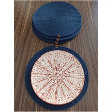 Naspar 6 Adet 32  cm  Lacivert Supla / Amerikan Servis - Kahve Sunum