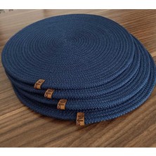 Naspar 6 Adet 32  cm  Lacivert Supla / Amerikan Servis - Kahve Sunum