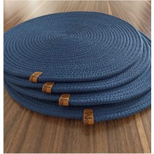 Naspar 6 Adet 32  cm  Lacivert Supla / Amerikan Servis - Kahve Sunum