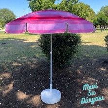 Mavi Su Dünyası Plaj Deniz Balkon Şemsiyesi Pamuk Kumaşlı Bidon Dahil 2 Metre