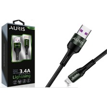 Auris 3.4A Usb Lighting Kumaş Örgülü Kablo