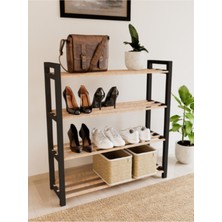 4 Fıx -2041-1 Masif Ahşap Mobilya Çubuklu Ayakkabılık Raflık Siyah 65  cm  Siyah 2 Yıl 68  cm  23  cm  Kla