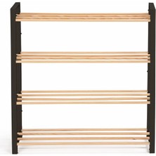 4 Fıx -2041-1 Masif Ahşap Mobilya Çubuklu Ayakkabılık Raflık Siyah 65  cm  Siyah 2 Yıl 68  cm  23  cm  Kla