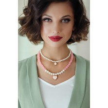 Minimalist Tasarım Inci Kombin Kolye Seti ,çoklu Kolye, Pembe Kalpli Kolye ,boncuklu Kolye, Yıldızlı Kolye, Yonca Kolye, Sevgiliye Hediye, Sevgili Hediyesi