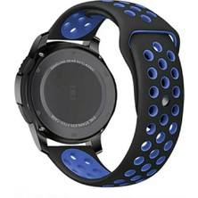 FirstModel 22 mm Universal Delikli Spor Silikon Kordon Siyah Mavi