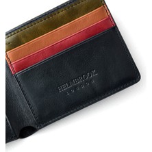 Helmbrook London Eldridge Erkek Siyah Çok Renkli Deri Ince Tasarım Çok Bölmeli  Rfid Korumalı Cüzdan