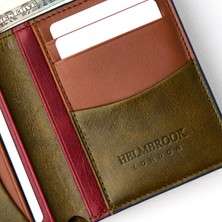 Helmbrook London Dayton Erkek Haki Çok Renkli Deri Ince Tasarım Çok Bölmeli  Rfid Korumalı Cüzdan