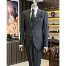Terzi Adem Altun İtalyan stil ceket yelek pantolon takım elbise Siyah T12506
