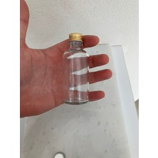 Detay Atölye Şişe 50  Ml Şeffaf Metal Gold Kapak Shot Şişesi 50 Cc Kolonya Koku Hediyelik Beyaz Cam Şişe