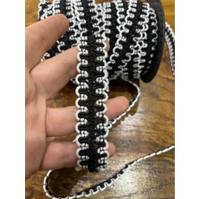 Gönülden Tasarım Siyah Beyaz Desenli Triko Örme Şerit Dikiş Aksesuarı En 2 cm (1 Metre )