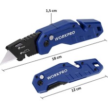 Workpro WP211008 Profesyonel Katlanır Çok Amaçlı Rötuş Maket Bıçağı + 10 Adet Yedek Bıçak